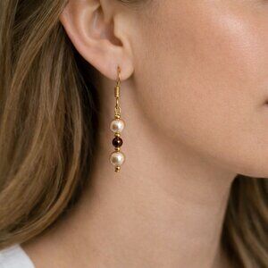 REIMAGINED Glass Faux Pearl Earrings 18K Gold Plated 925 Sterling Silver Hooks